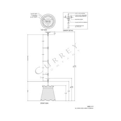 Annabelle Pendant Light - line drawing.