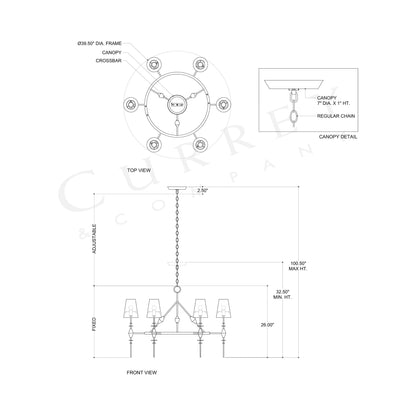 Anselm Chandelier - line drawing.