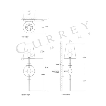 Anselm Wall Light - line drawing.