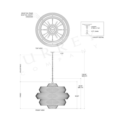 Antibes Chandelier - line drawing.