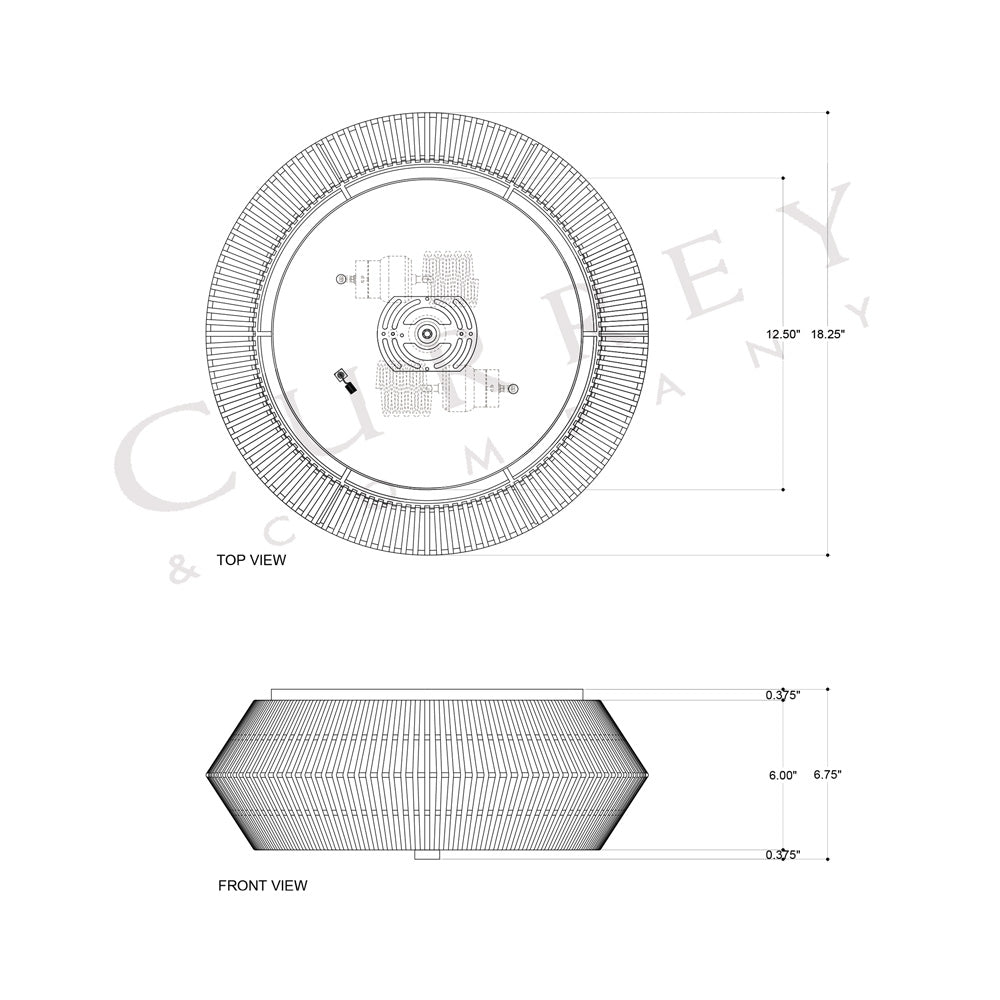 Antibes Flush Mount Ceiling Light - line drawing.