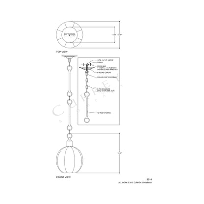 Aquaterra Pendant Light - line drawing.