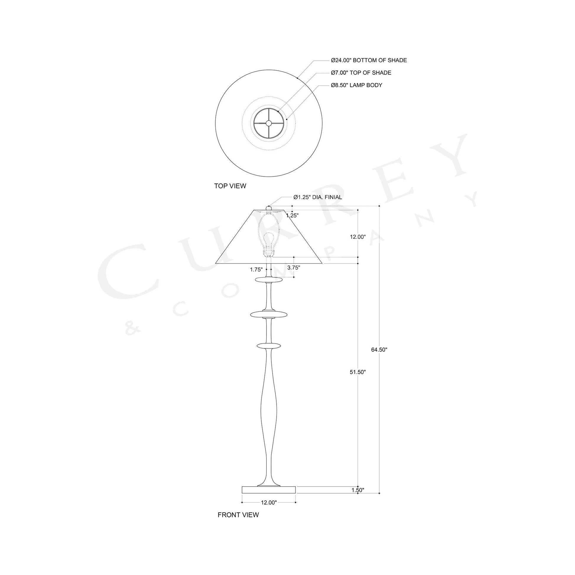 Aqueous Floor Lamp - line drawing.