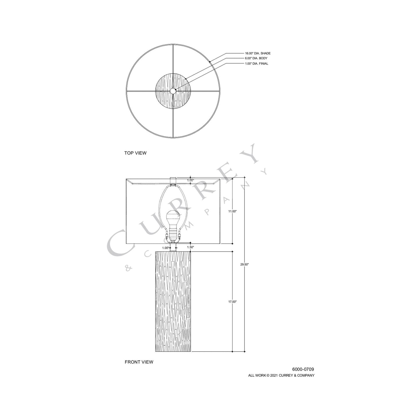 Aquila Table Lamp - line drawing.