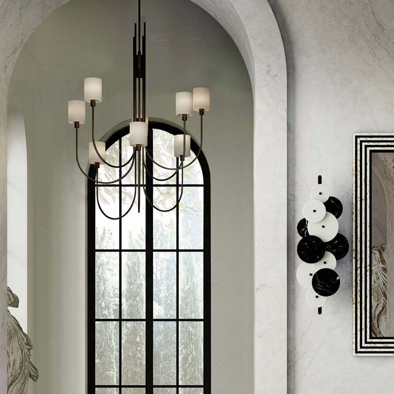 Archetype Chandelier in living room.