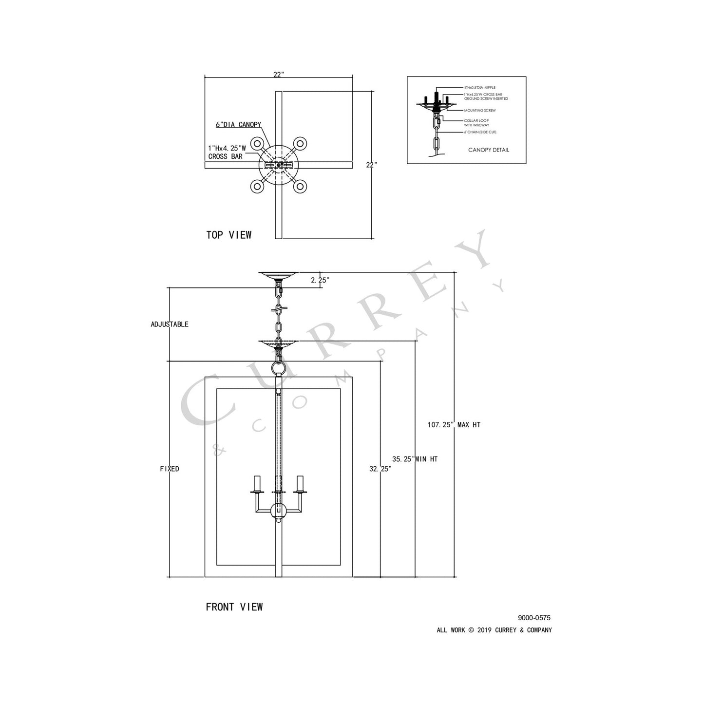 Arietta Chandelier - line drawing.