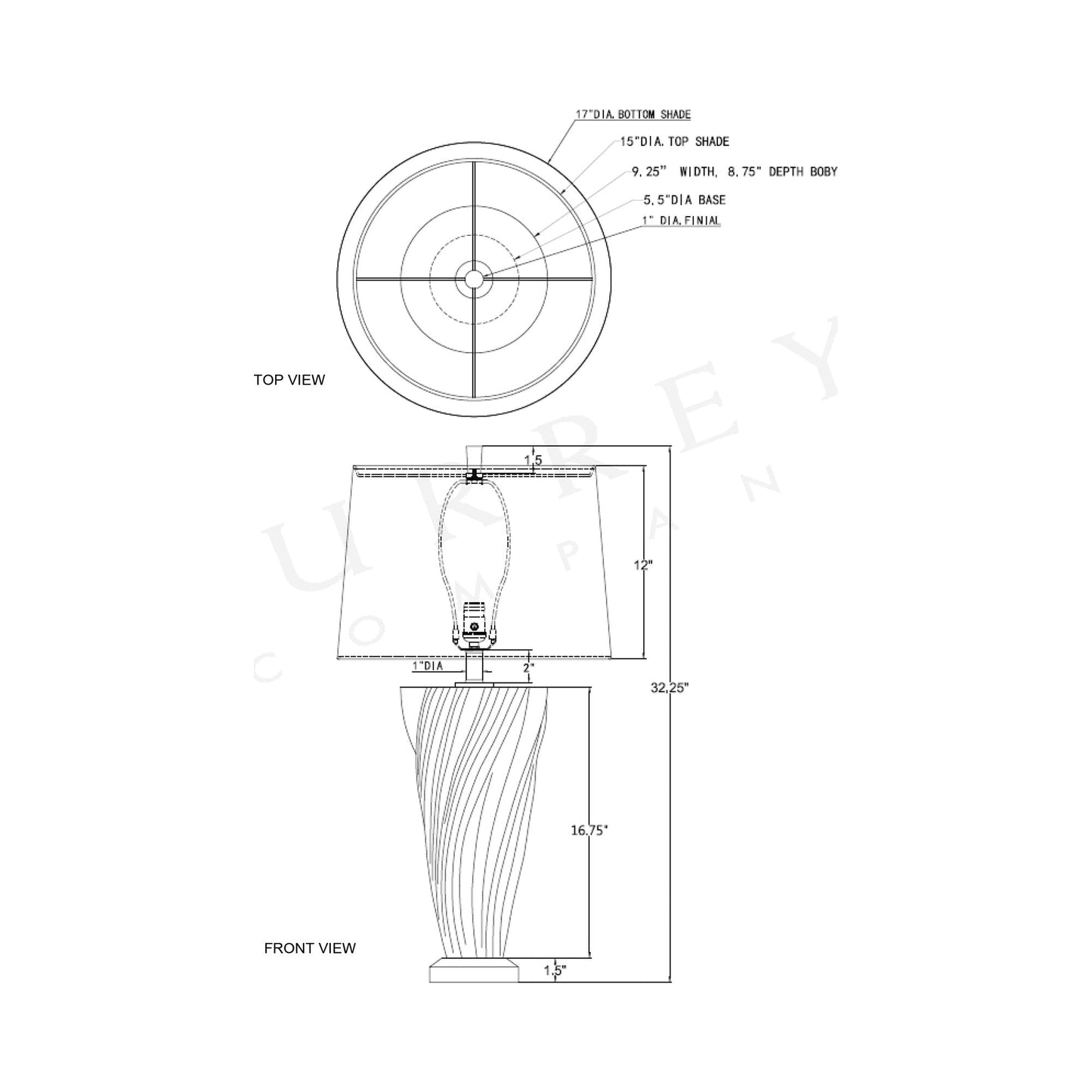 Ascension Table Lamp - line drawing.