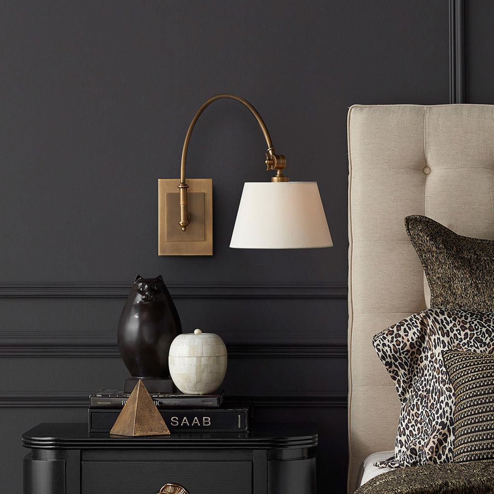 Ashby Swing Arm Wall Light in bedroom.