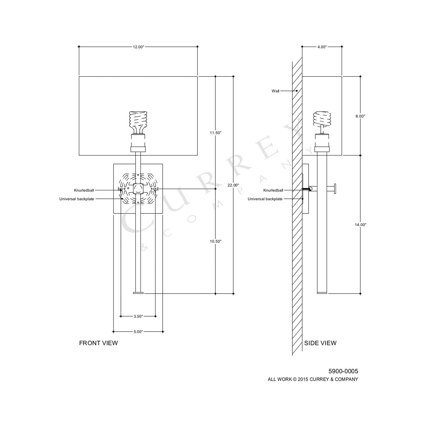 Ashdown Wall Light - line drawing.