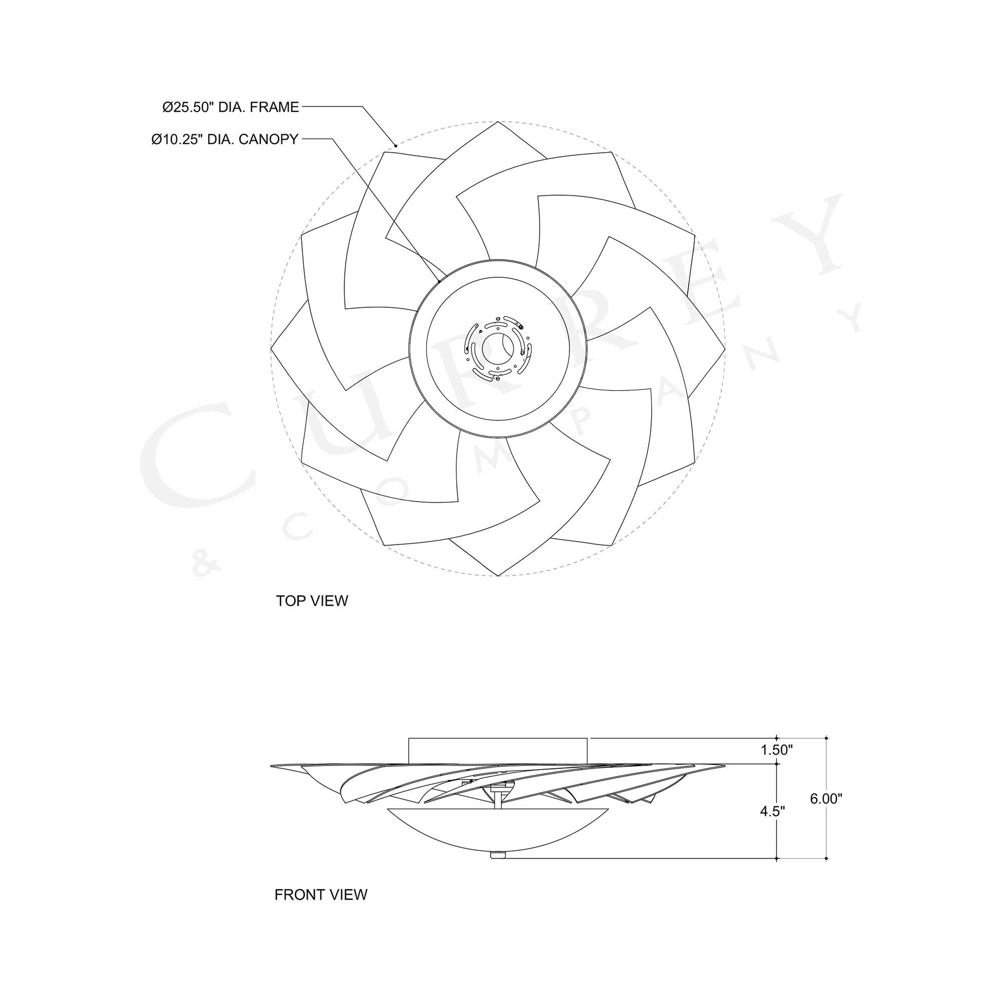 Asterisk LED Flush Mount Ceiling Light - line drawing.