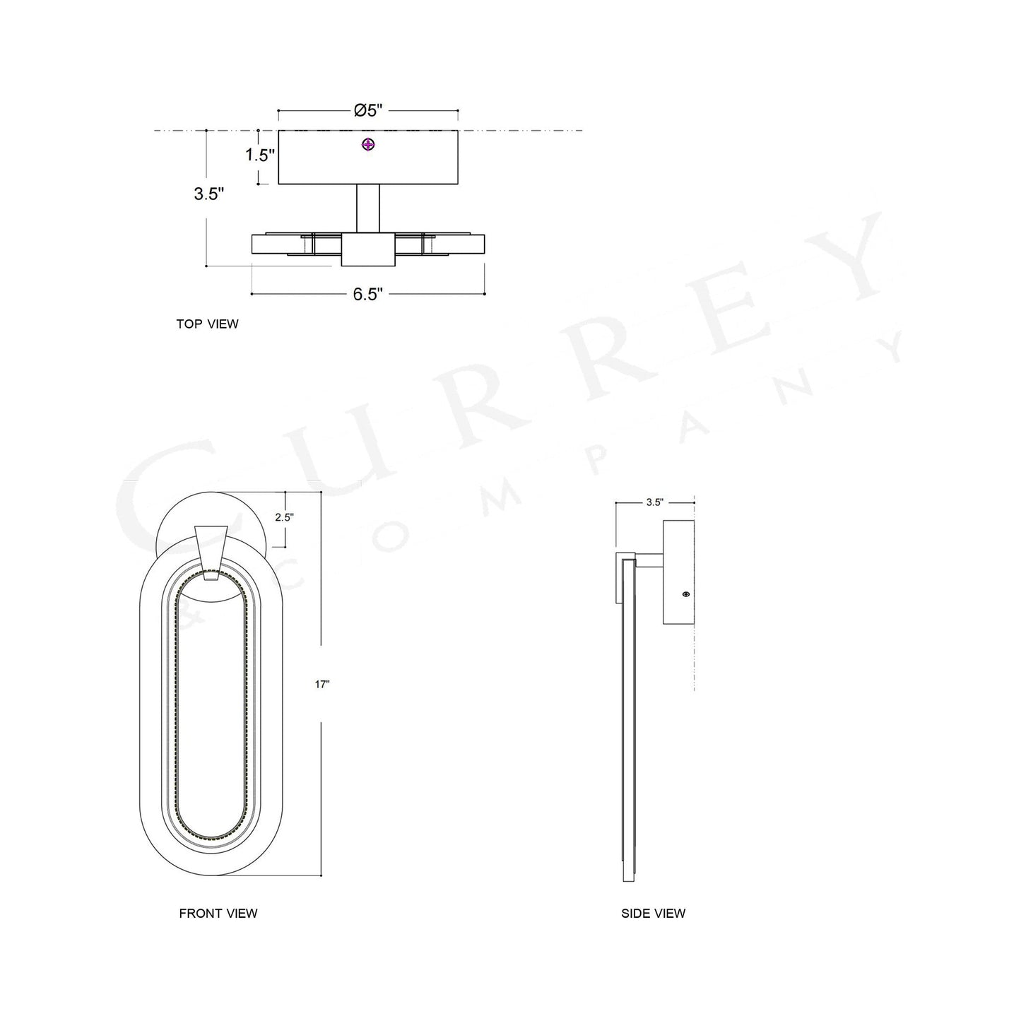 Aurora LED Wall Light - line drawing.