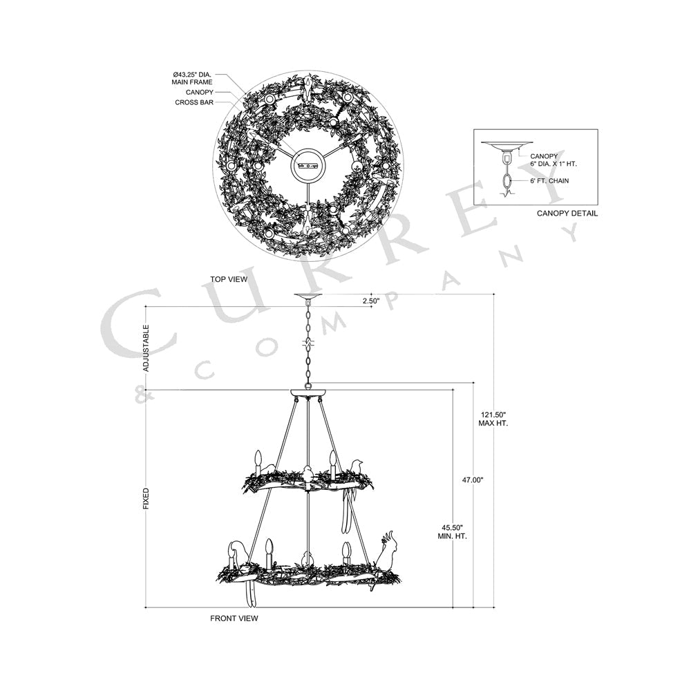 Aviary Chandelier - line drawing.