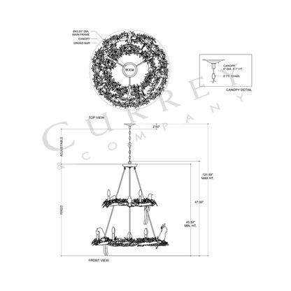 Aviary Chandelier - line drawing.