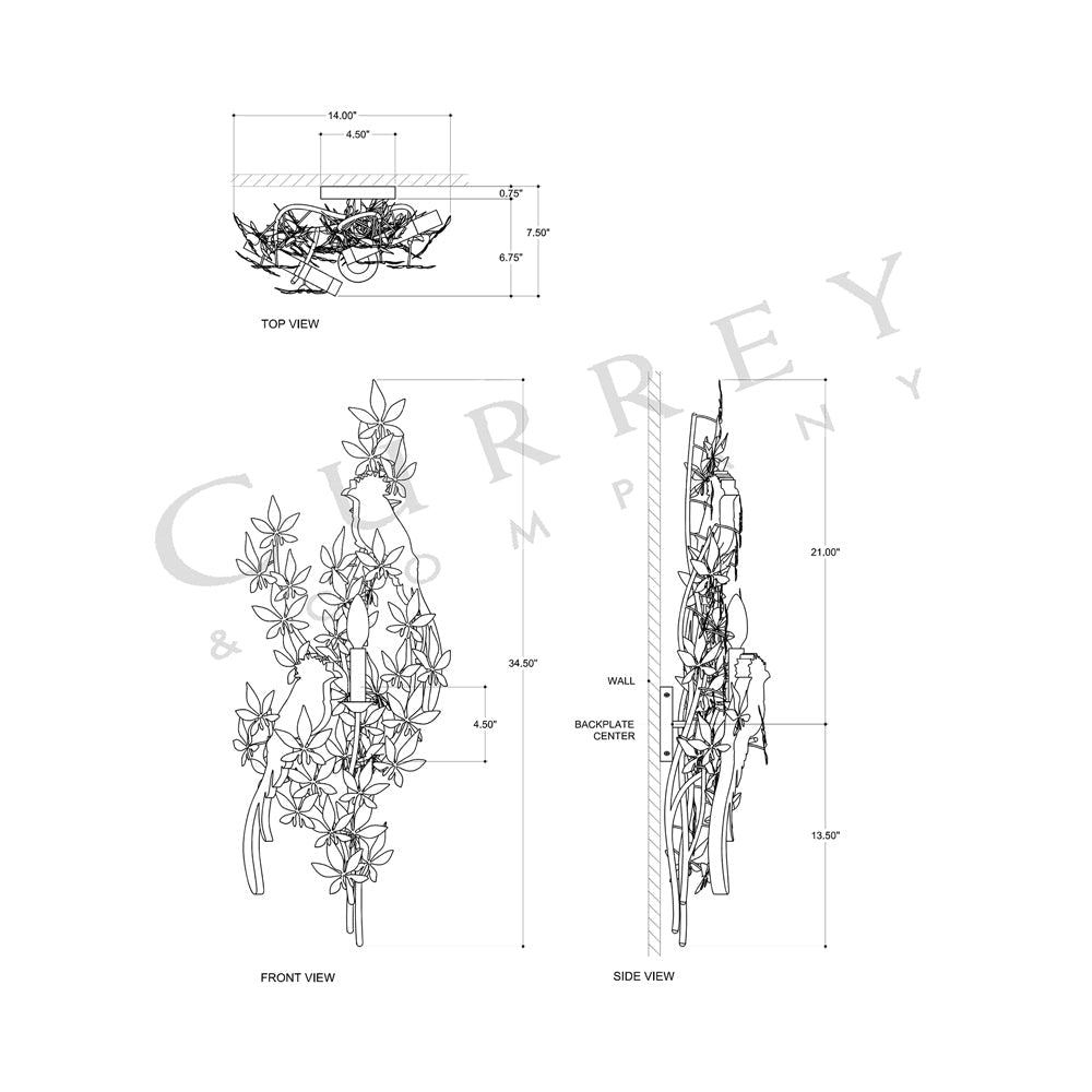 Aviary Wall Light - line drawing.