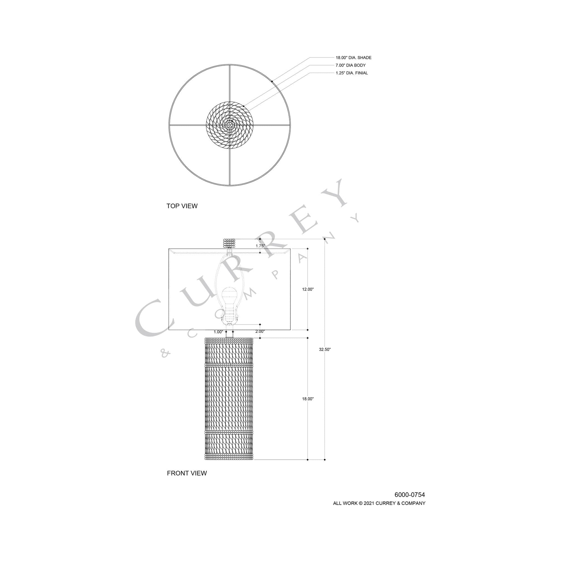Azores Table Lamp - line drawing.