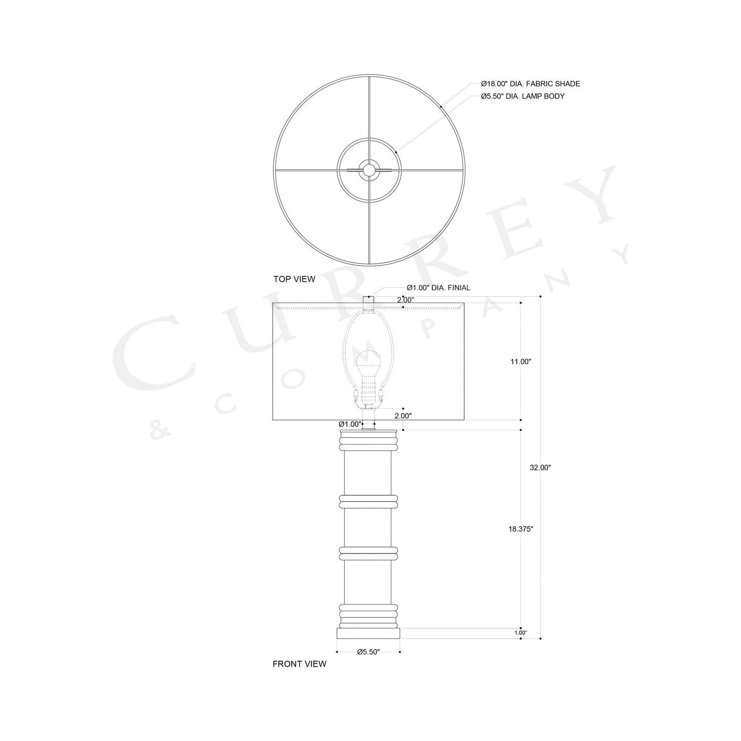 Balsam Table Lamp - line drawing.