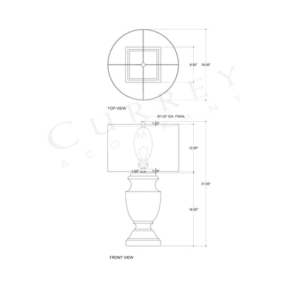 Balustrade Table Lamp - line drawing.