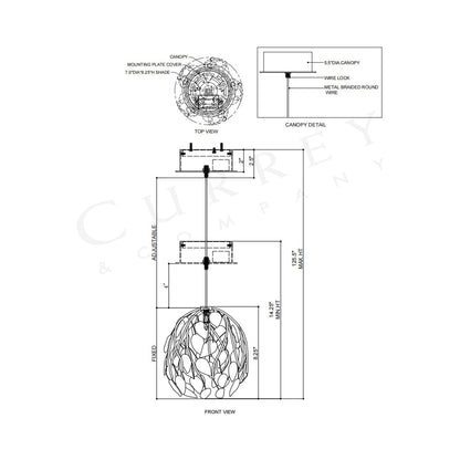 Banyan Pendant Light - line drawing.
