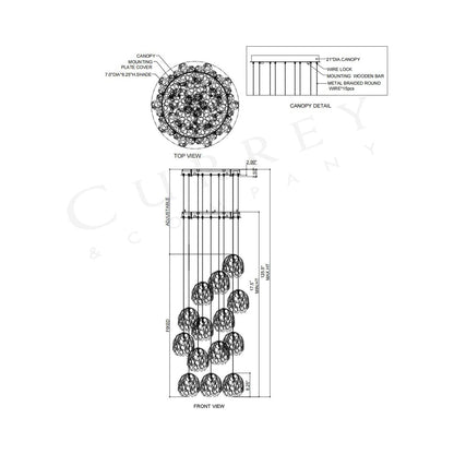 Banyan Round Pendant Light - line drawing.