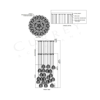 Banyan Round Pendant Light - line drawing.