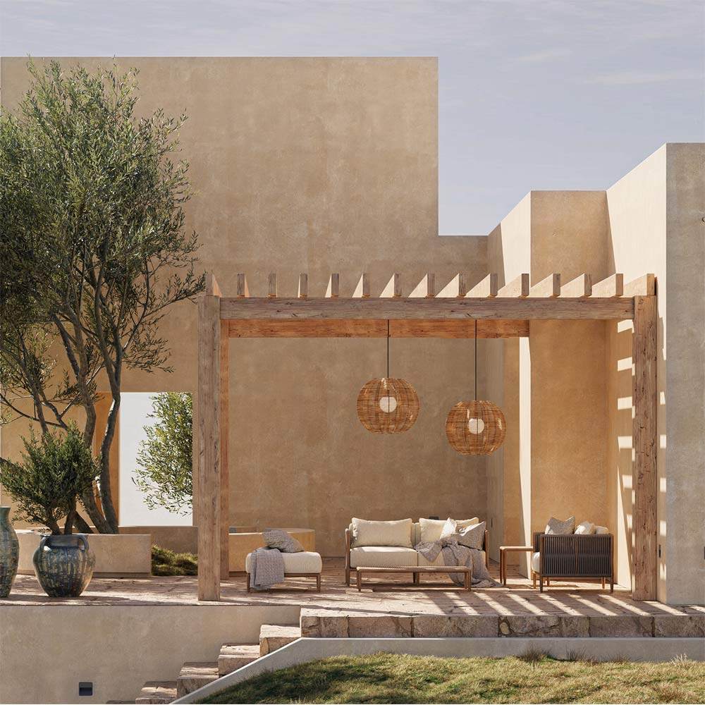 Barbary Fluted Outdoor Pendant Light in Outside Area.