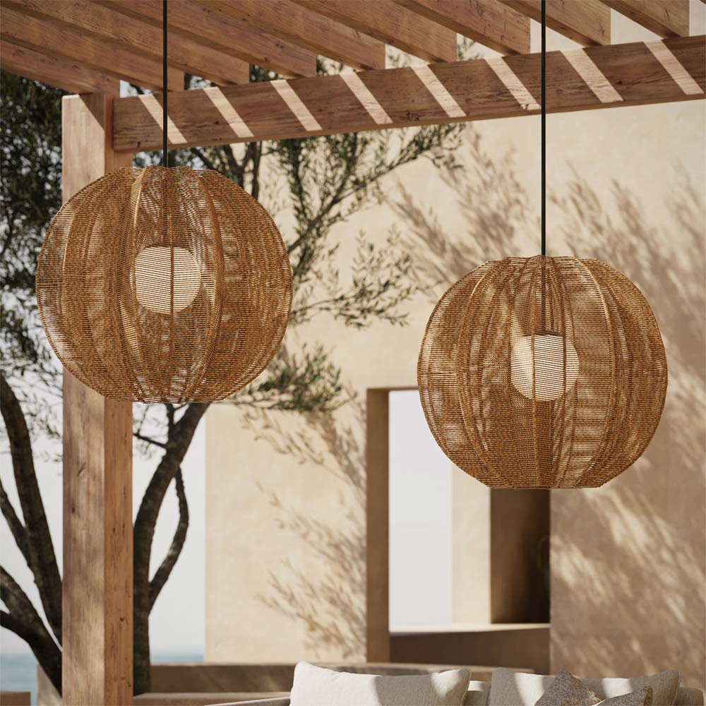 Barbary Fluted Outdoor Pendant Light in Outside Area.