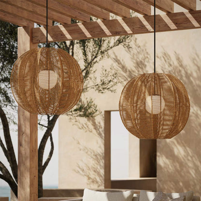 Barbary Fluted Outdoor Pendant Light in Outside Area.