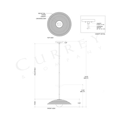 Barbary Outdoor Pendant Light - line drawing.