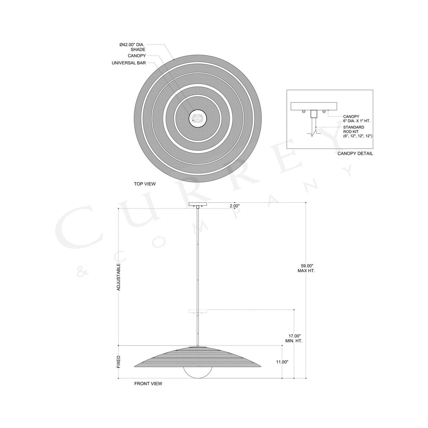 Barbary Outdoor Pendant Light - line drawing.