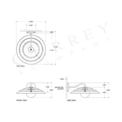 Barbary Outdoor Wall Light - line drawing.