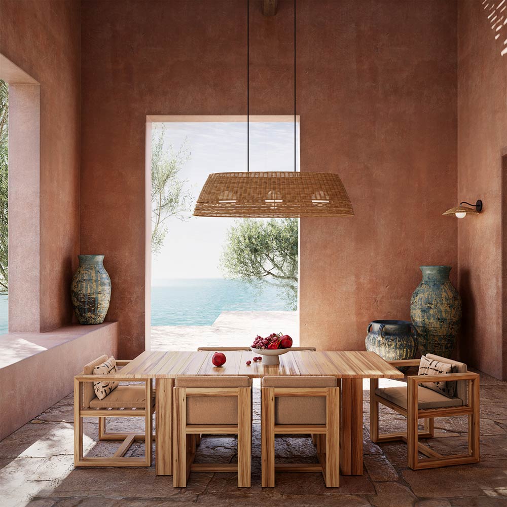 Barbary Oval Outdoor Chandelier in living room.