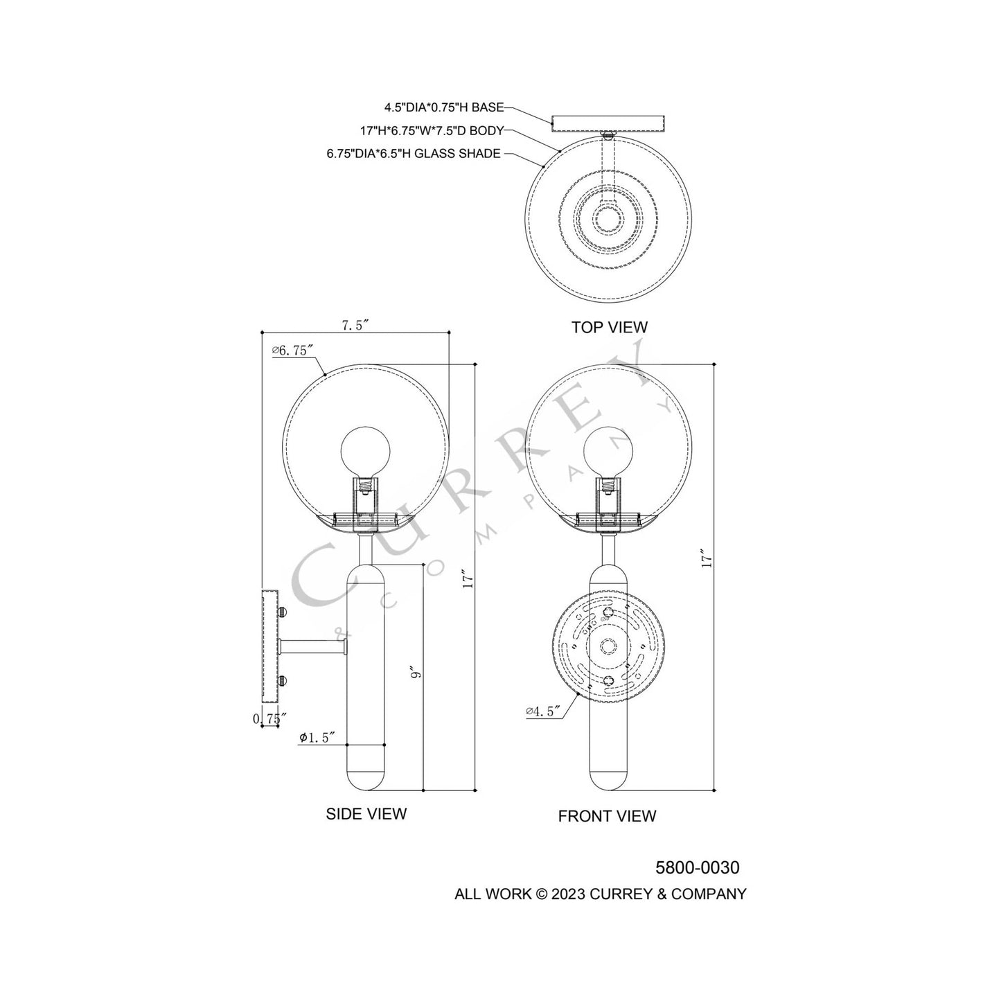 Barbican Wall Light - line drawing.