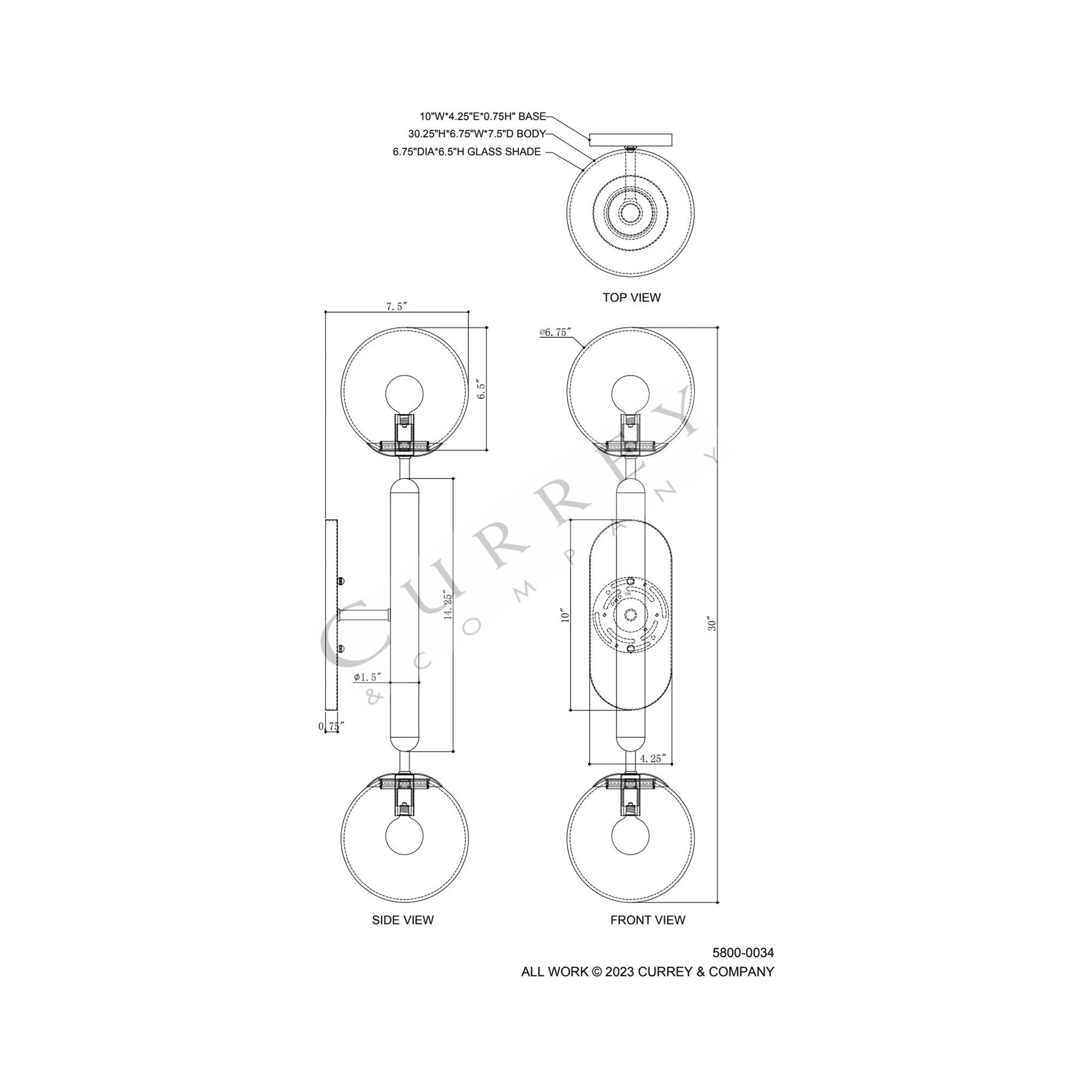 Barbican Wall Light - line drawing.