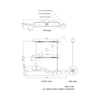 Barcarolle Linear Chandelier - line drawing.