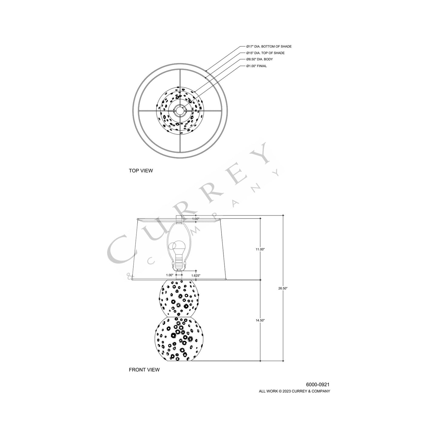 Barnacle Table Lamp - line drawing.