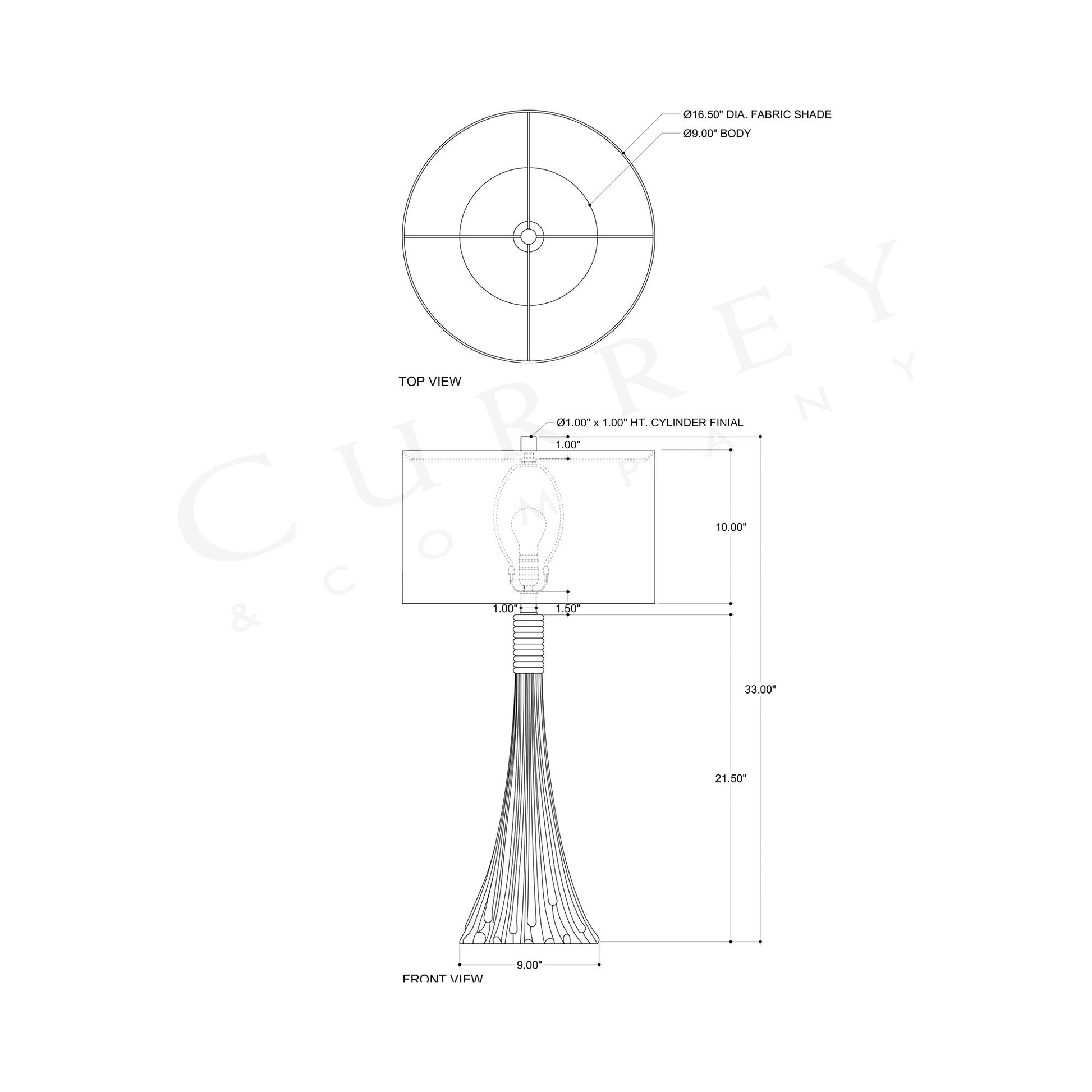 Baroque Table Lamp - line drawing.