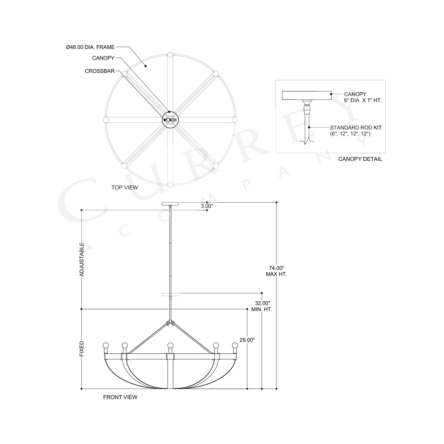 Barrington Chandelier - line drawing.