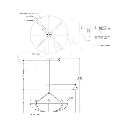 Barrington Chandelier - line drawing.