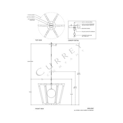 Bastian Globe Pendant Light - line drawing.