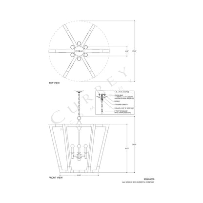 Bastian Pendant Light - line drawing.