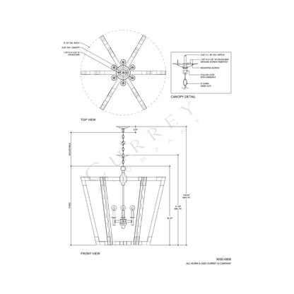 Bastian Pendant Light - line drawing.
