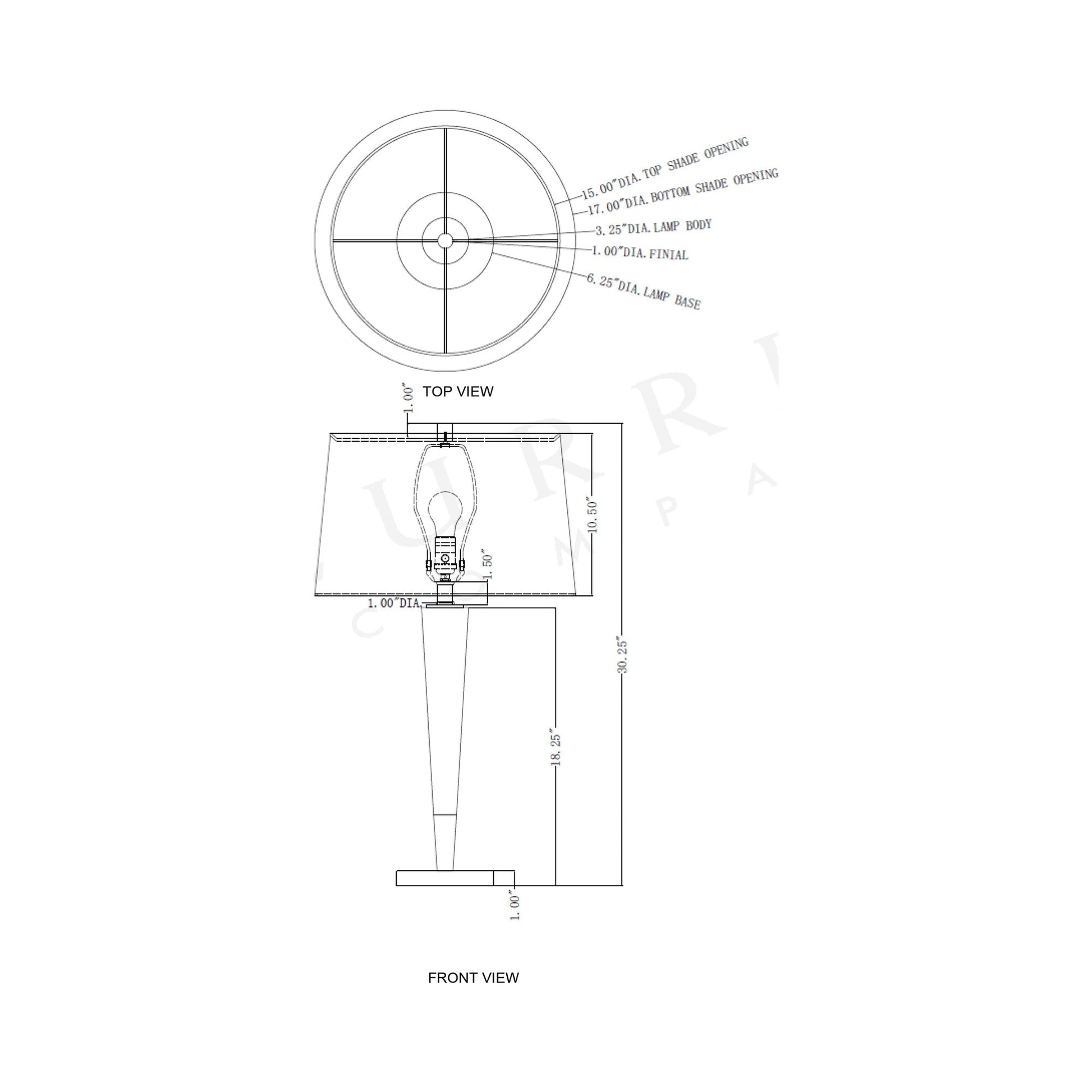 Battus Table Lamp - line drawing.
