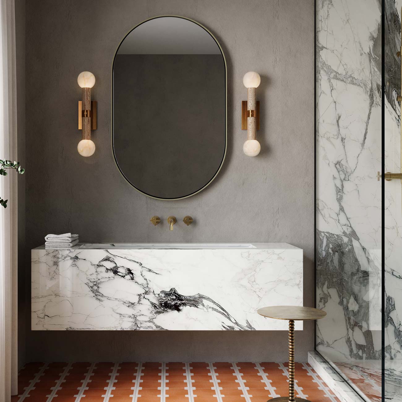 Beatrix Bath Wall Light in bathroom.