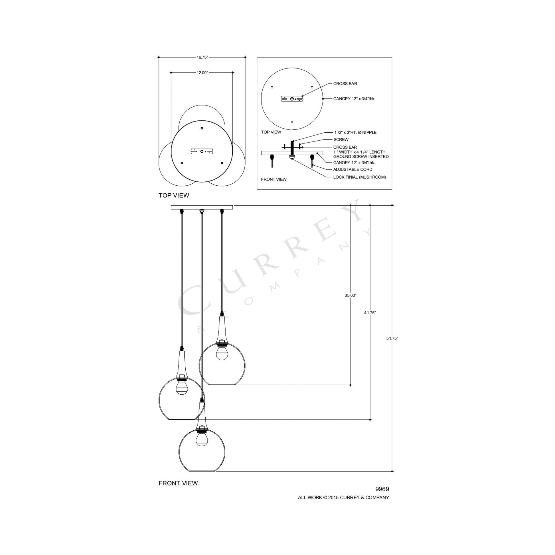Beckett Pendant Light - line drawing.
