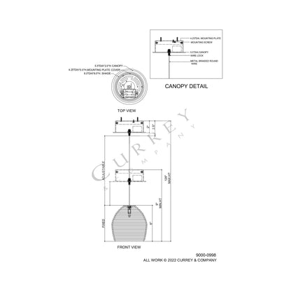 Beehive Pendant Light - line drawing.