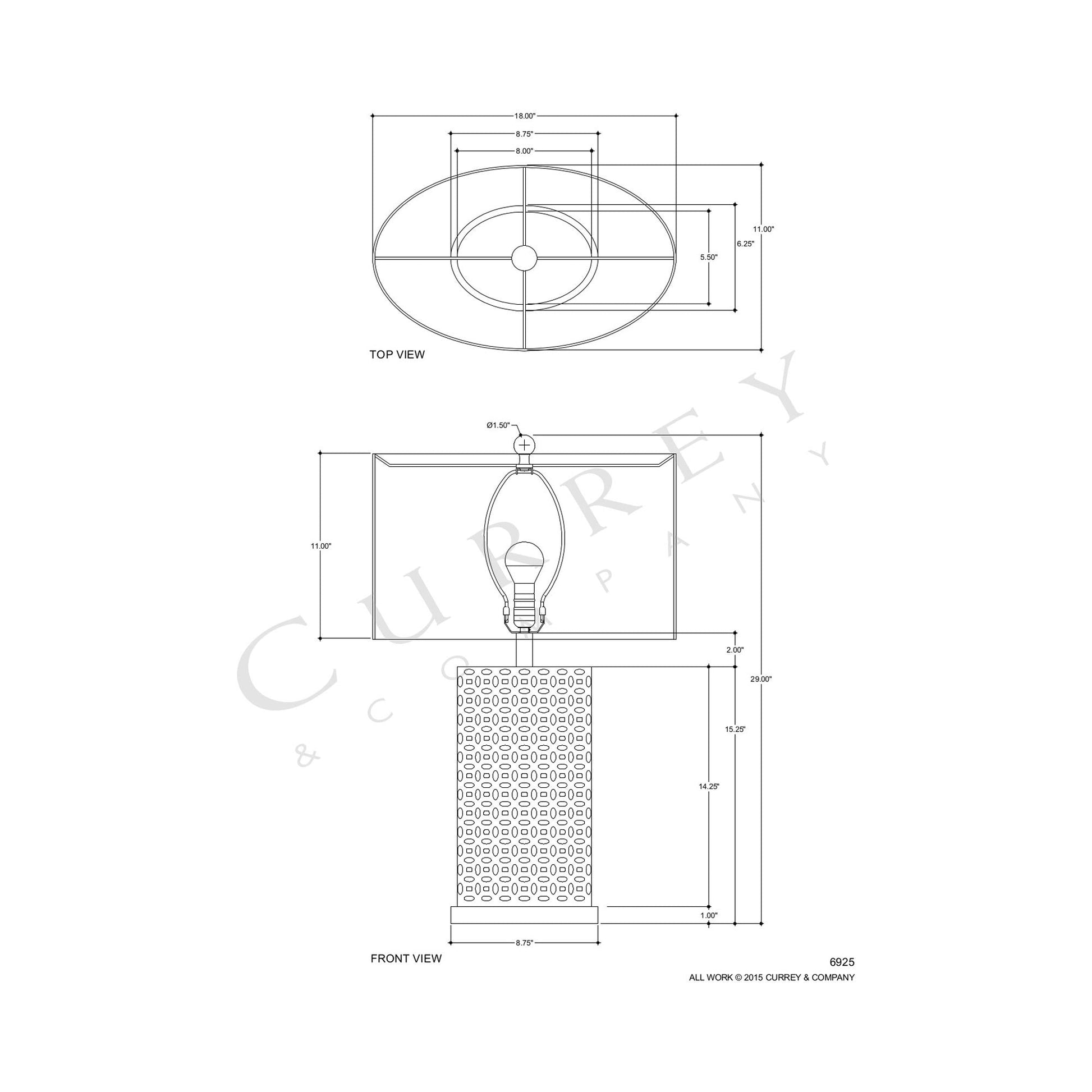 Bellemeade Table Lamp - line drawing.