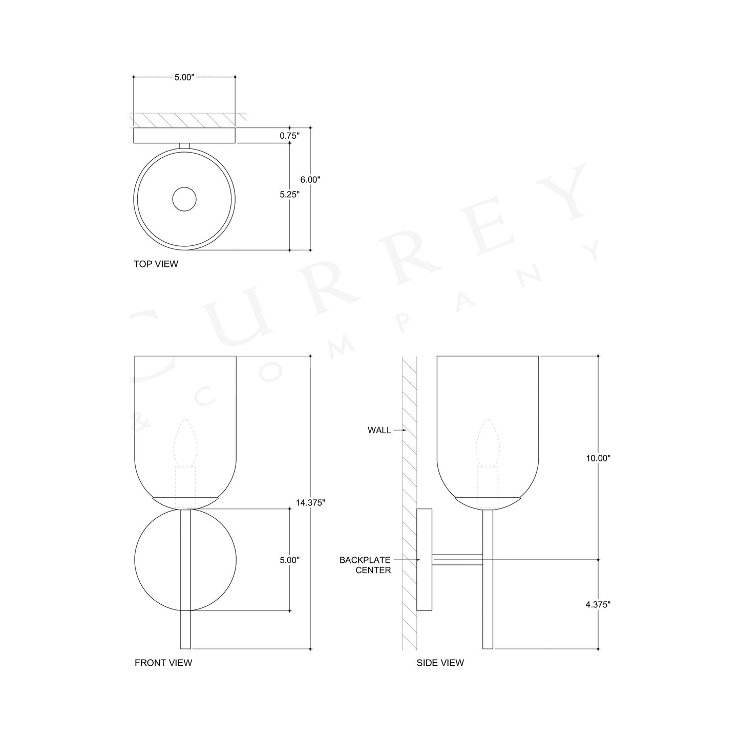 Belmont Wall Light - line drawing.