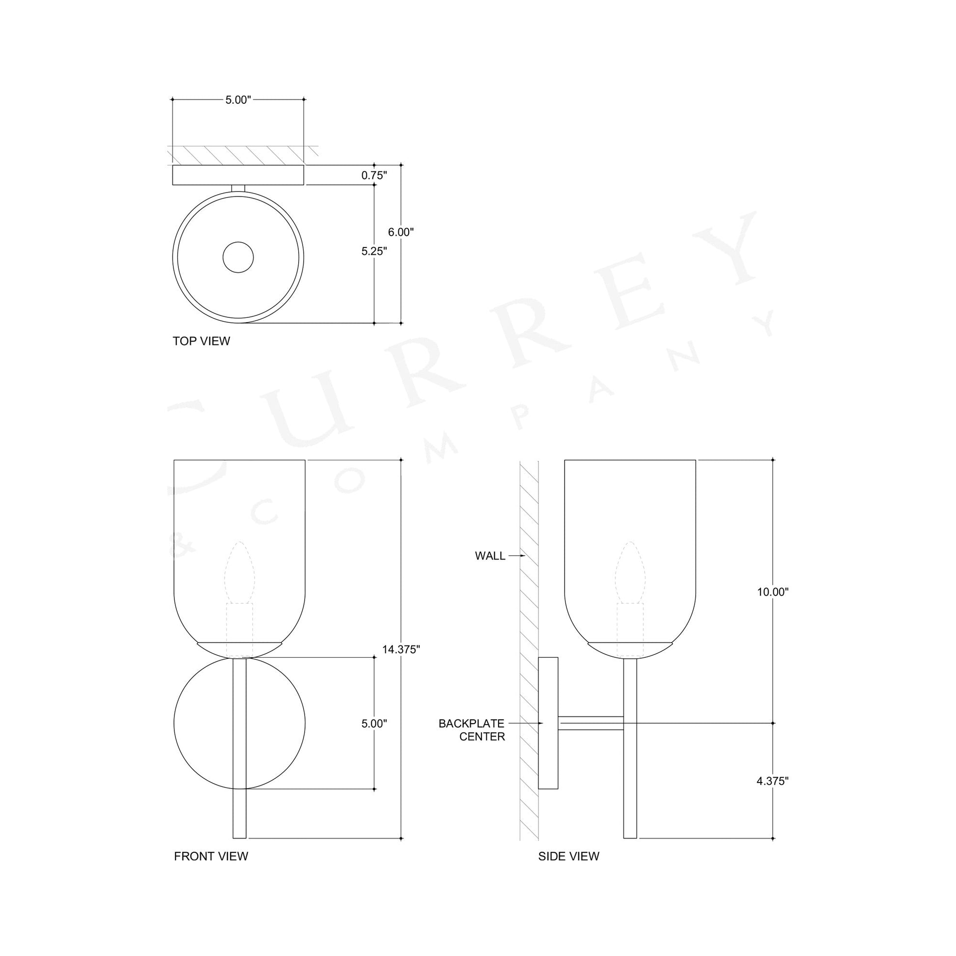 Belmont Wall Light - line drawing.