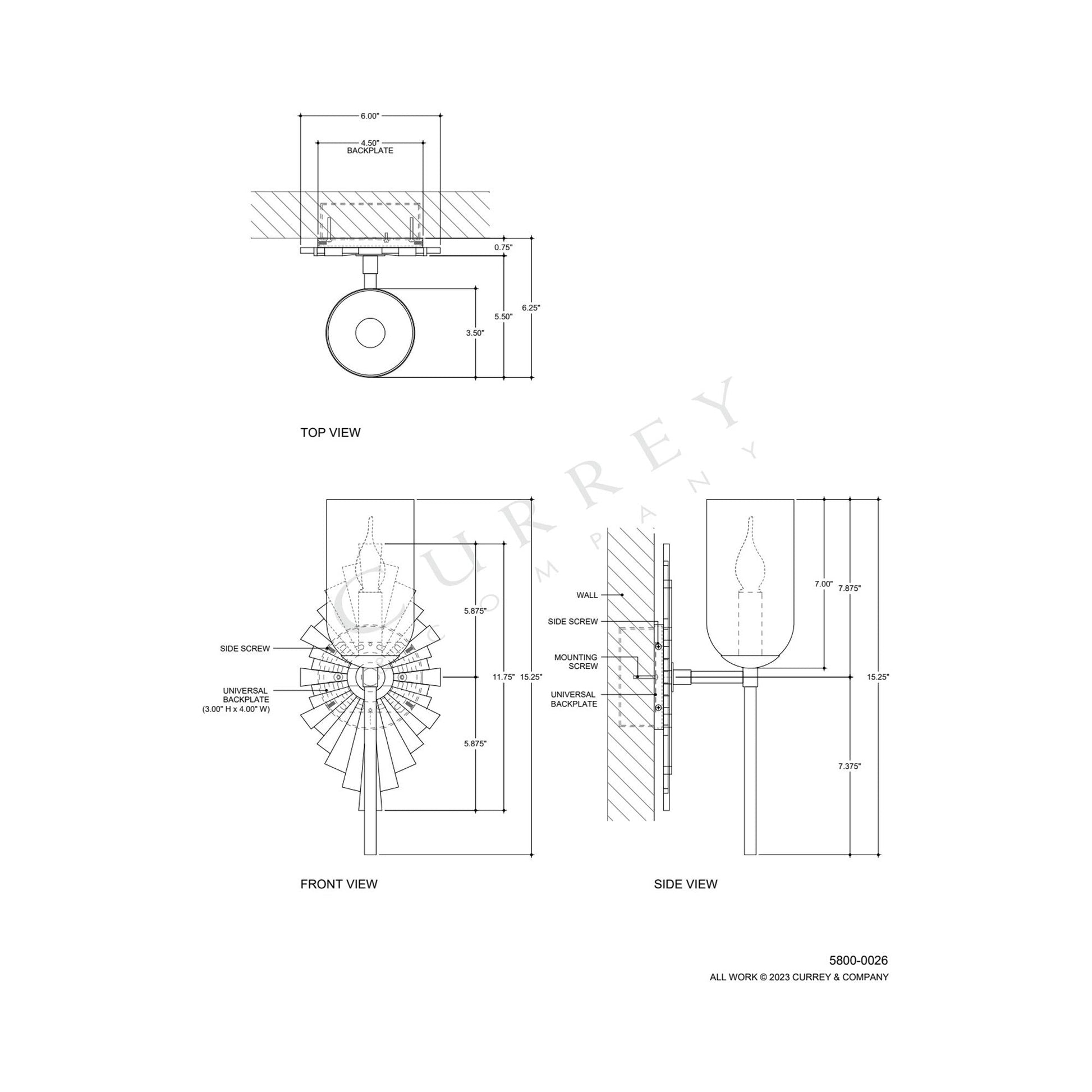 Benthos Wall Light - line drawing.