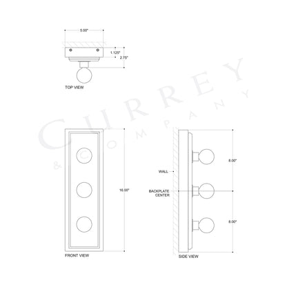 Berdine Bath Wall Light - line drawing.